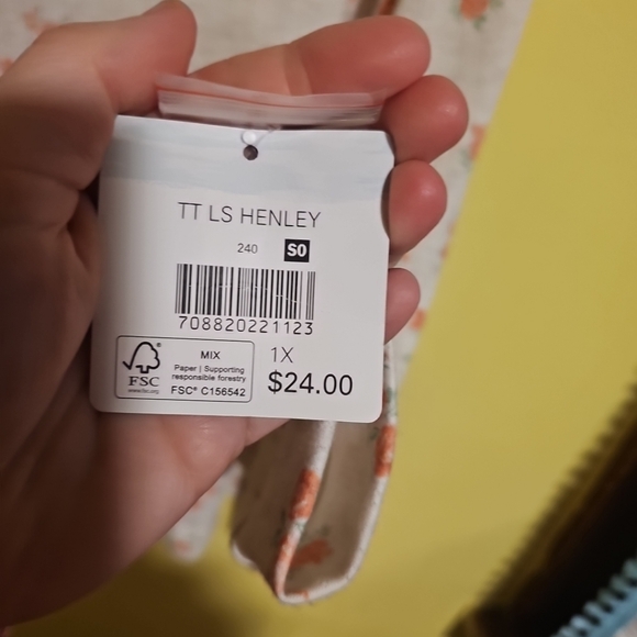 NWT Tranquil & True Women's Size 1X Rose Print Henley Comfy Shirt Loungewear - Picture 5 of 9